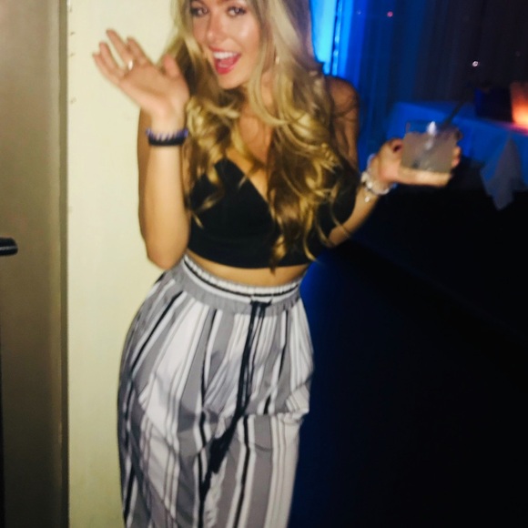 WIDE LEG PANTS TROUSERS STRIPED ARITZIA CLUB MONACO HELLO MOLLY OUTKAST TIGER - Picture 5 of 5